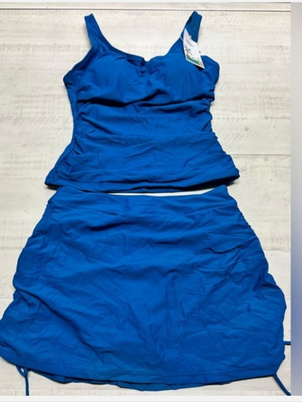 Women's Tankini Slimming Tummy Control SwimSuit Drawstring w/ Skirt B2prity 2XL